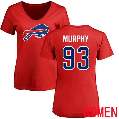 NFL Women Buffalo Bills #93 Trent Murphy Red Name and Number Logo T Shirt->women nfl jersey->Women Jersey